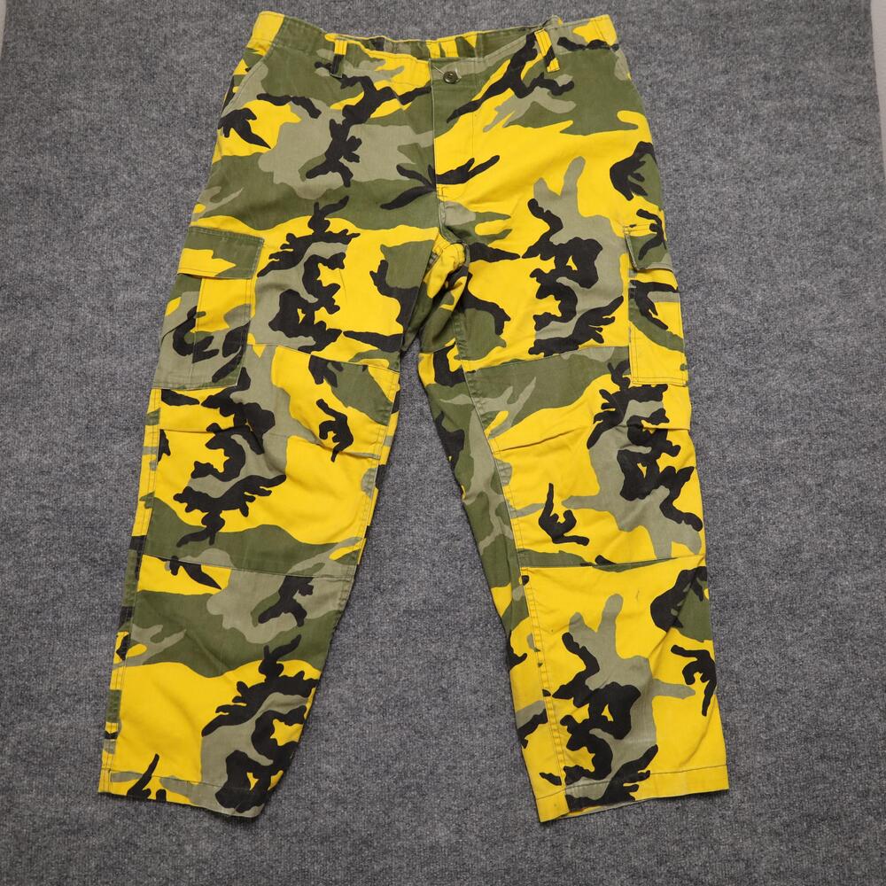 Trailcrest Cargo Pants Mens 44x30 Yellow Camo Canvas Adjustable Waist Army
